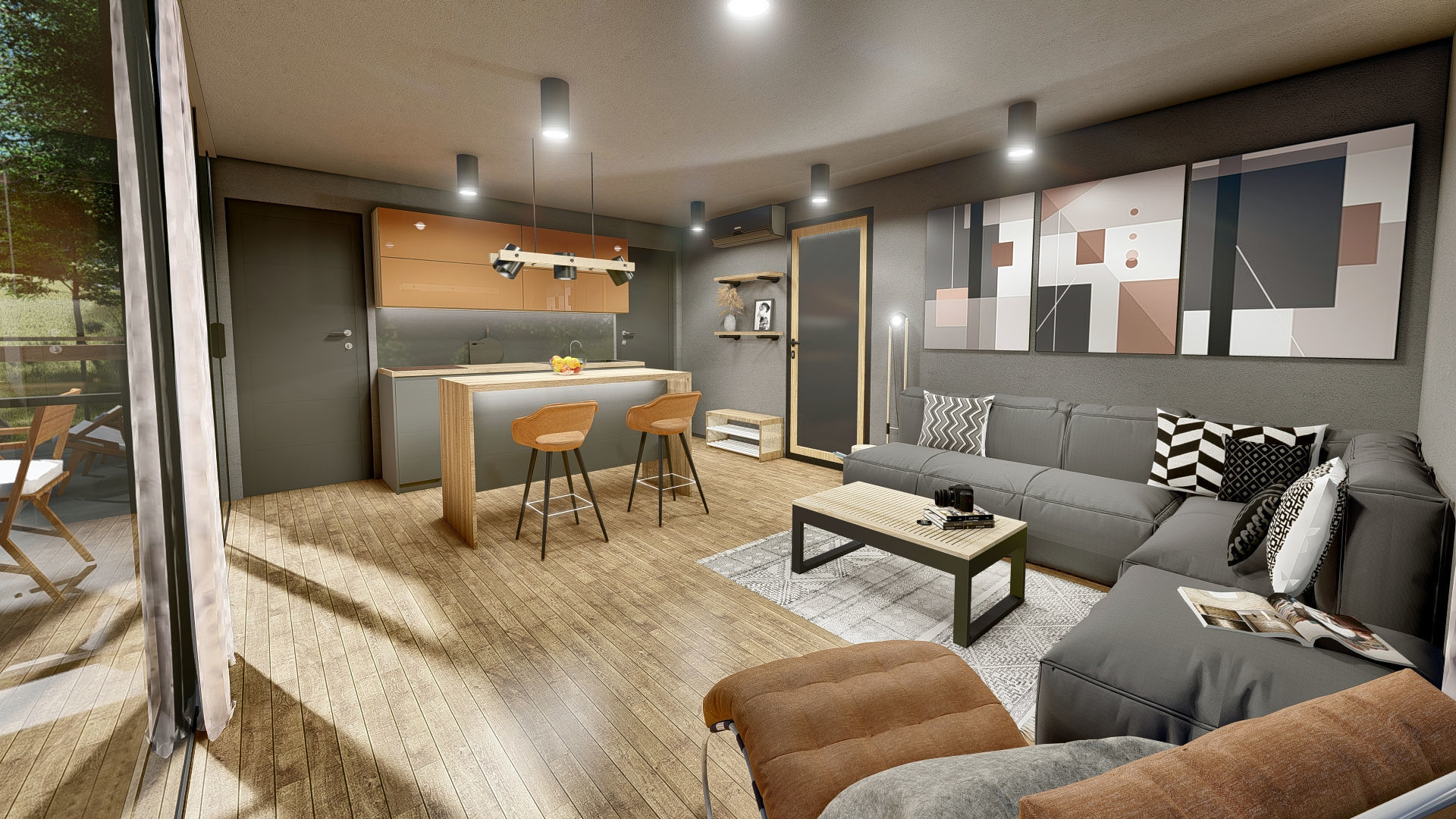 K37 37M2 vacation house residential house container home 3D model_3