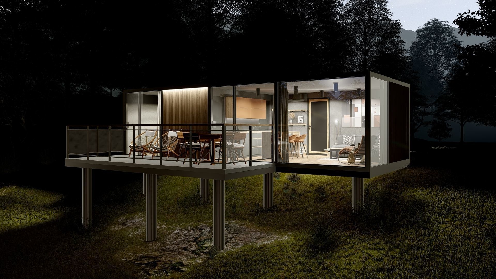 K37 37M2 vacation house residential house container home 3D model_11