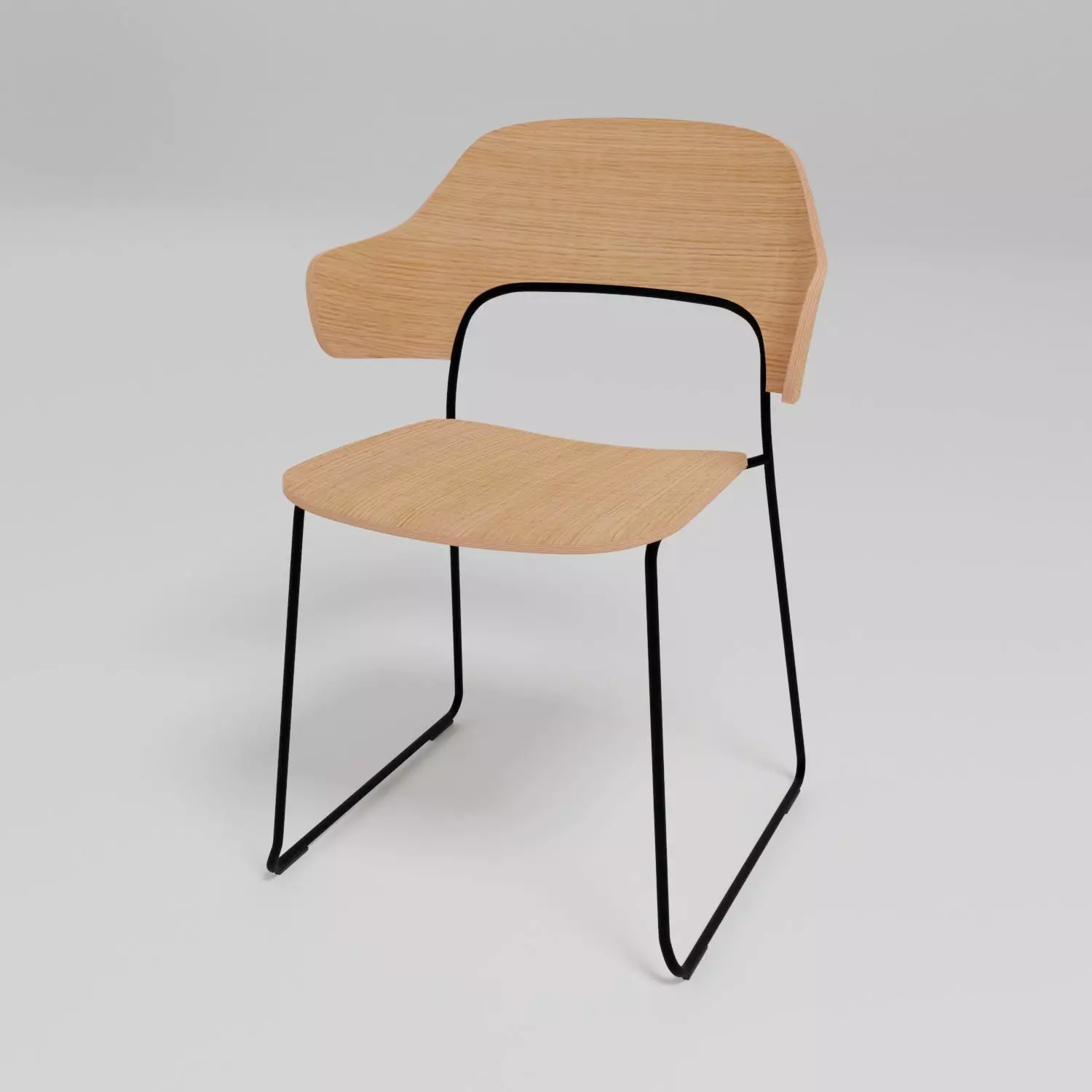AFI - Sled base stackable chair with armrests - Free 3D model_0