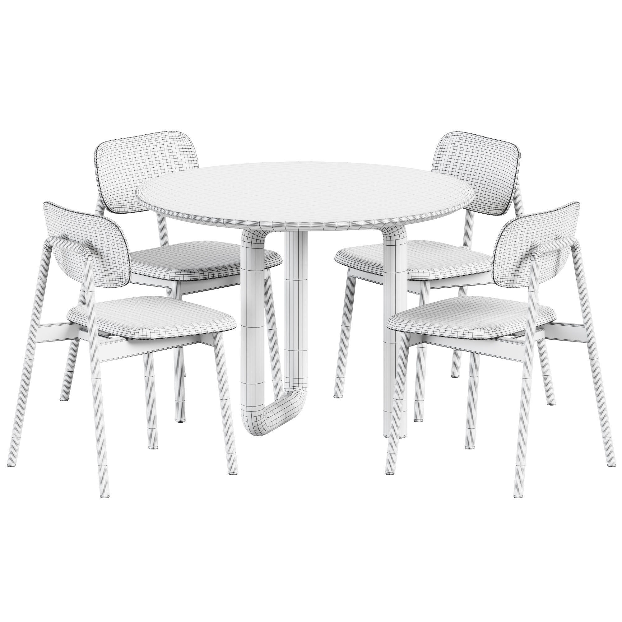 Mono Table by Objects and Ideas and Wooden Klara Chair by Moroso 3D model_3