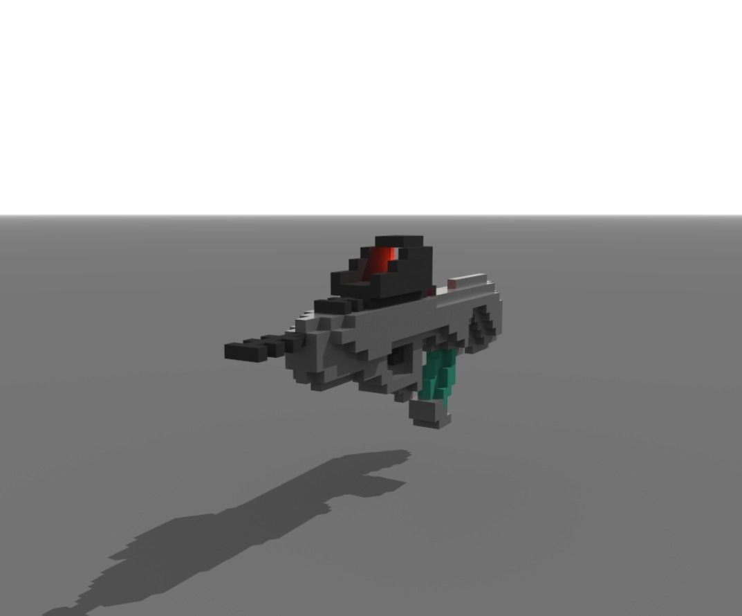 Bullpup Rifle Voxel 3D model_1