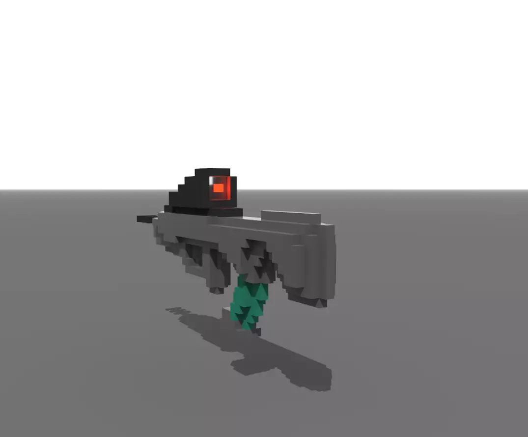 Bullpup Rifle Voxel 3D model_0