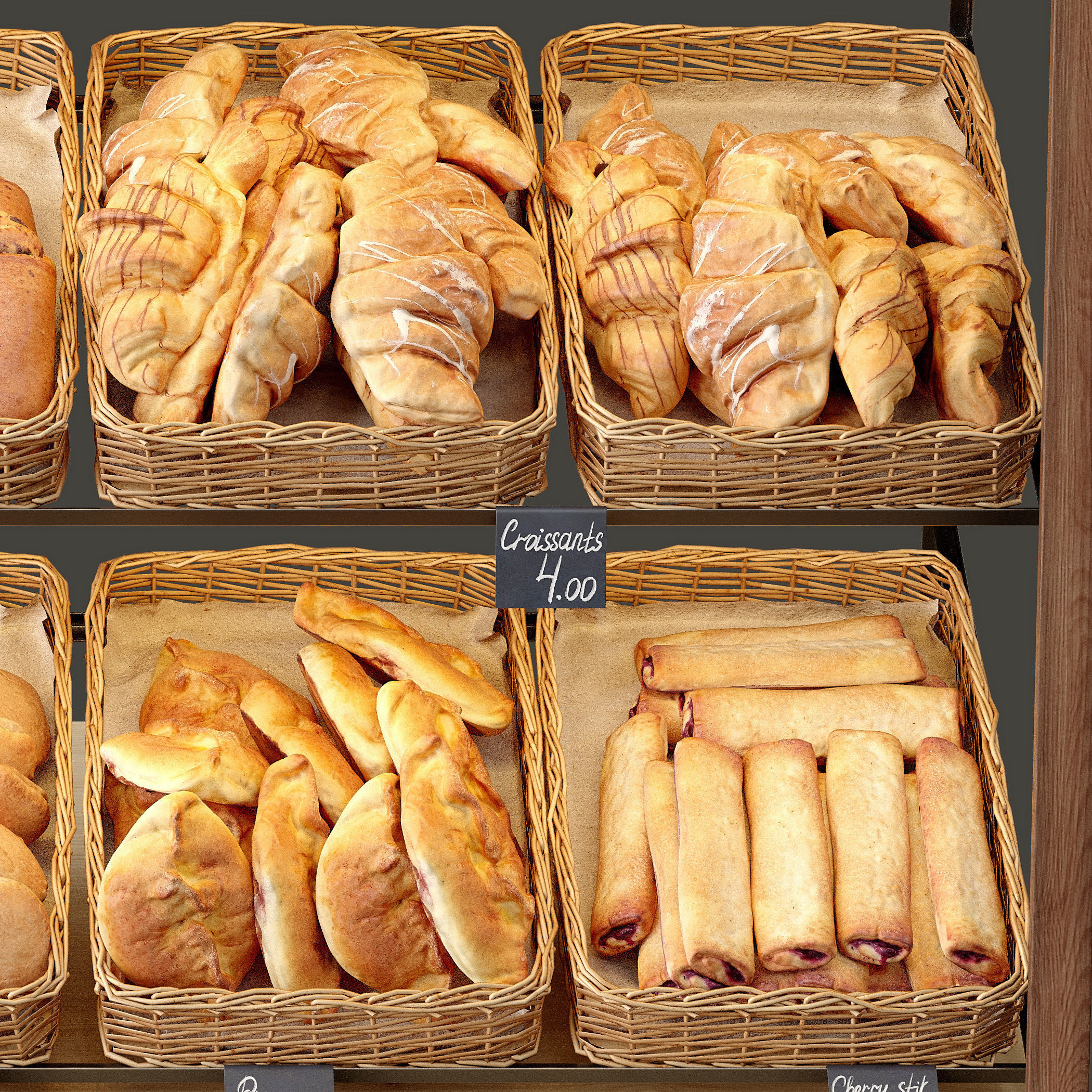 Showcase with pastries 3D model_3