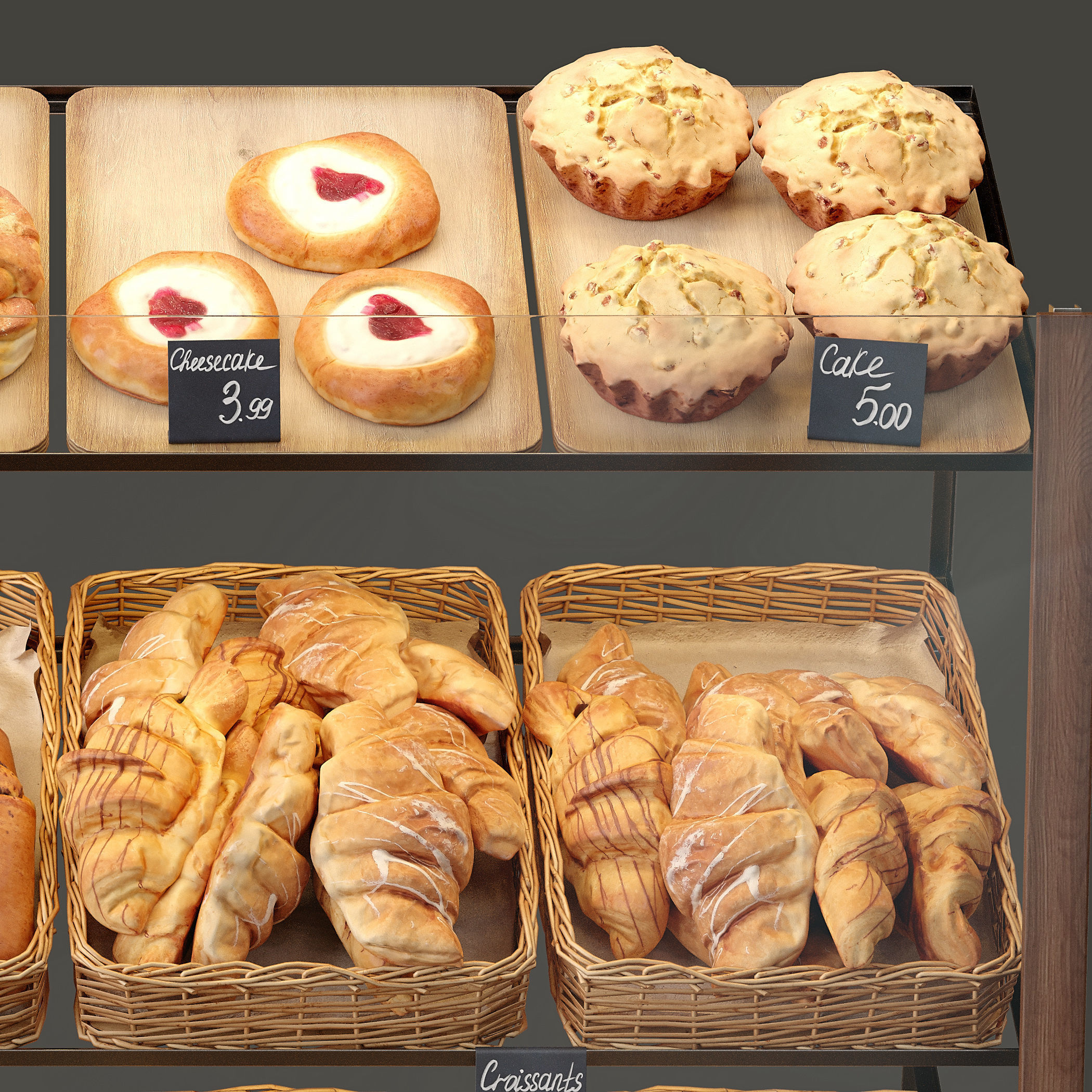 Showcase with pastries 3D model_7