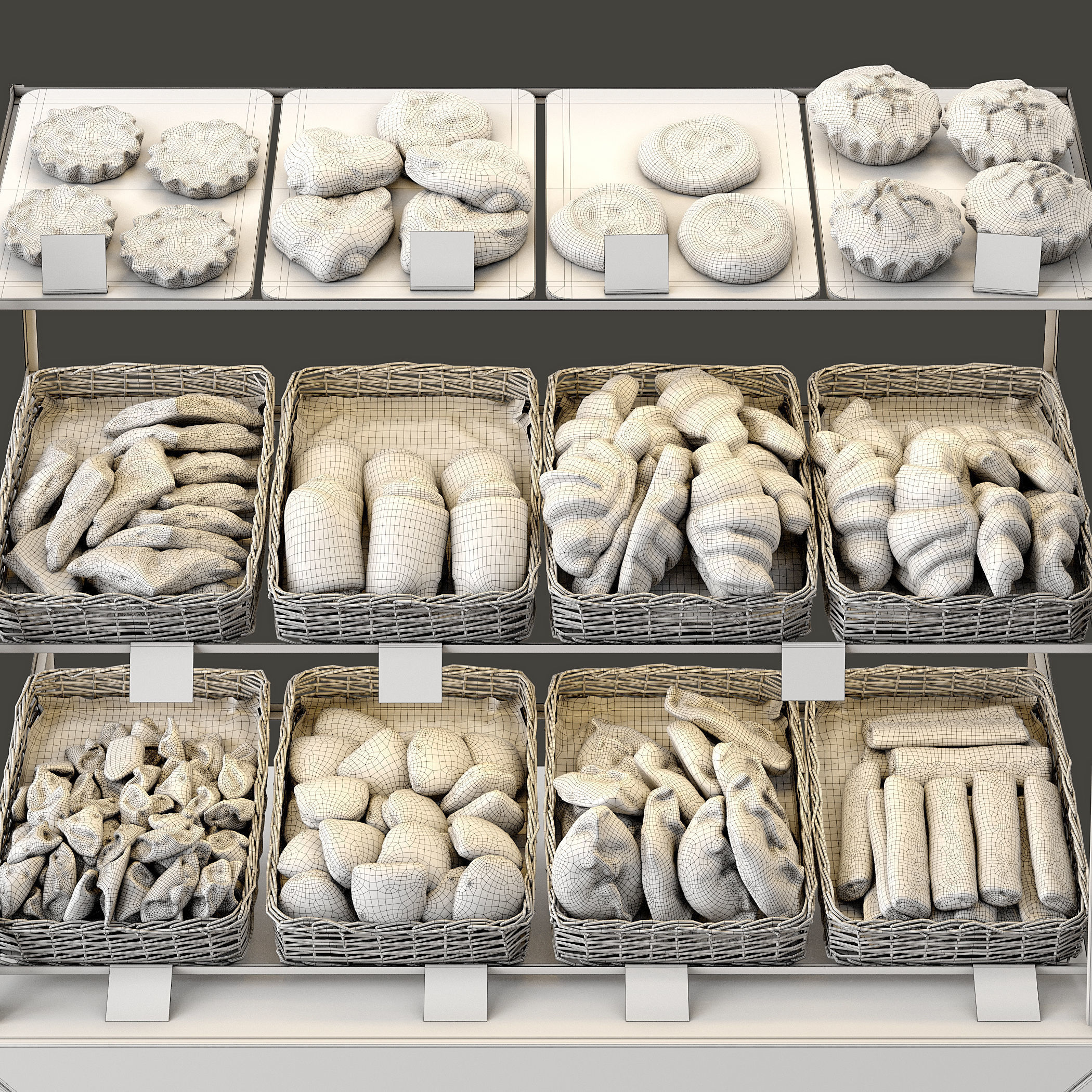 Showcase with pastries 3D model_9