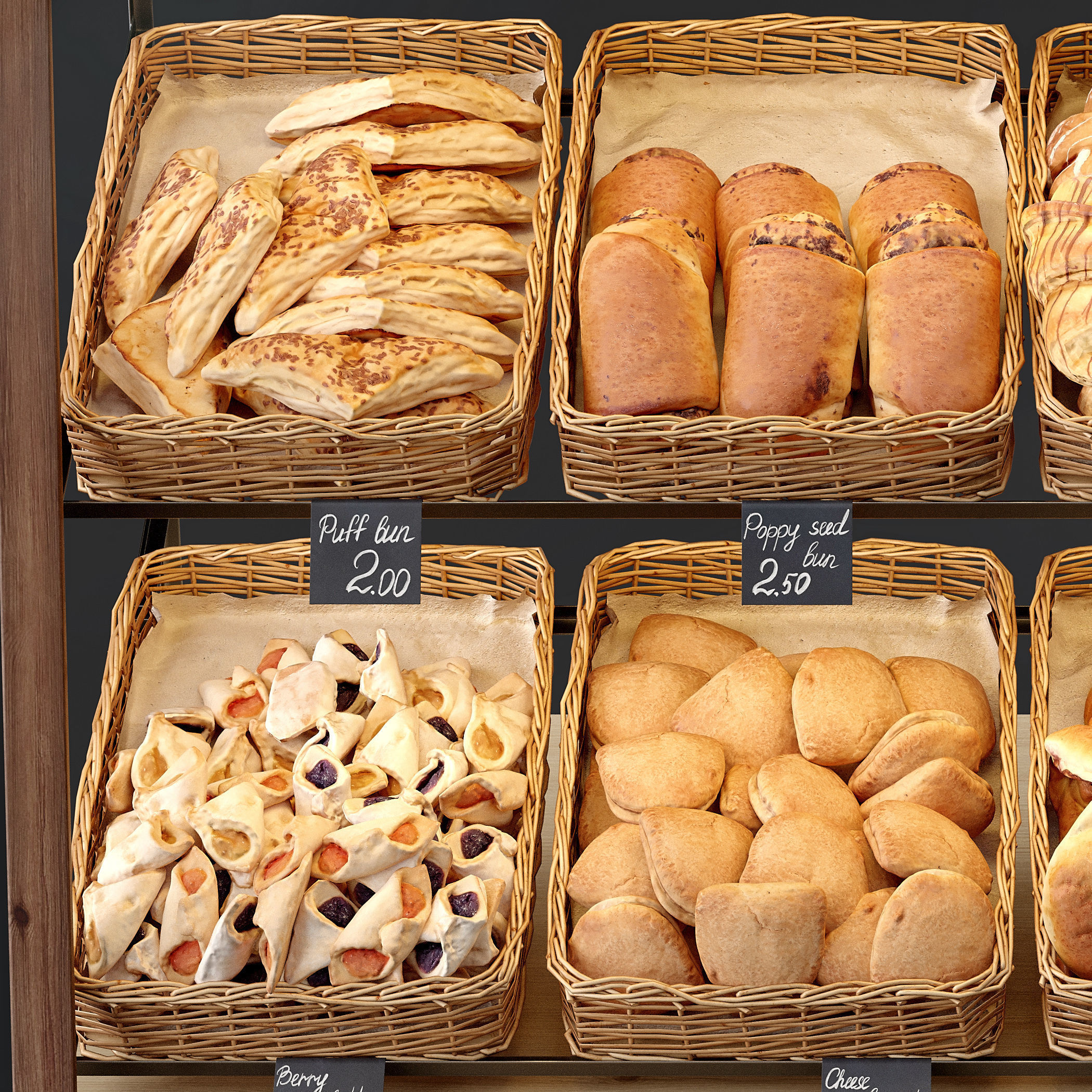 Showcase with pastries 3D model_1