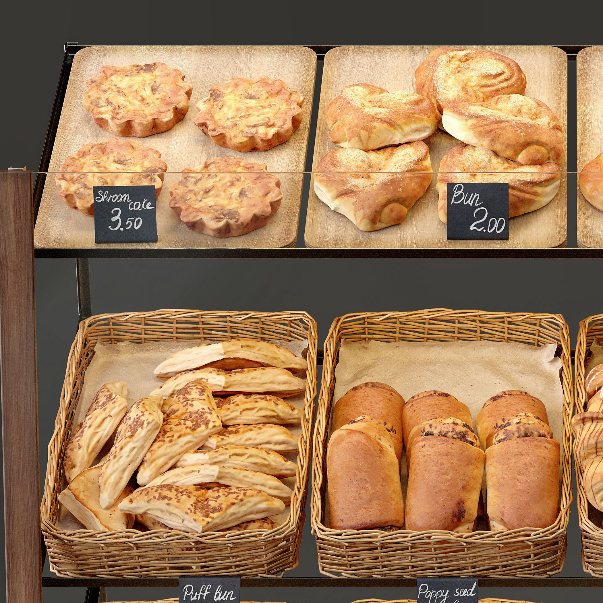 Showcase with pastries 3D model_5