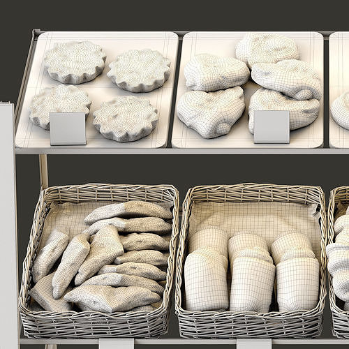 Showcase with pastries 3D model 7