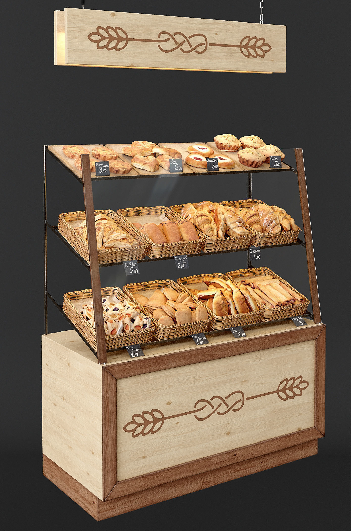 Showcase with pastries 3D model_10