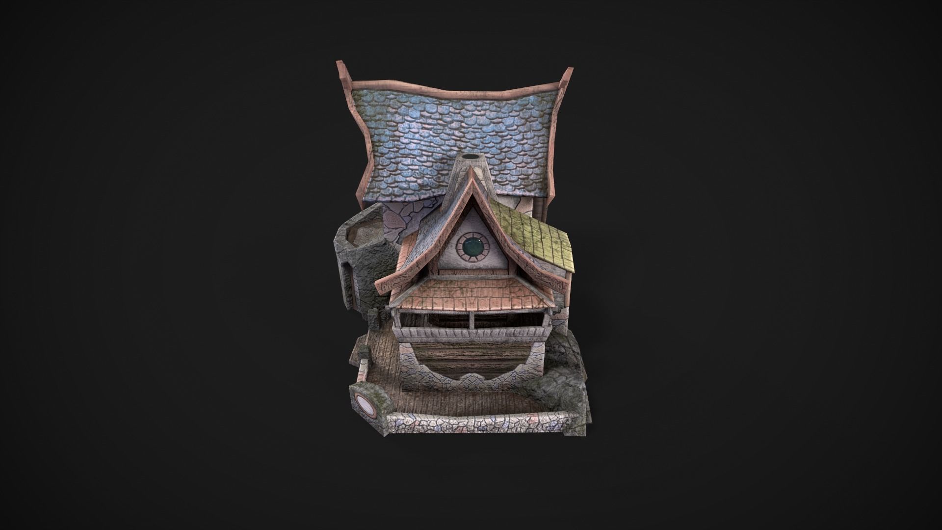 Fantasy House PBR Free low-poly 3D model_3
