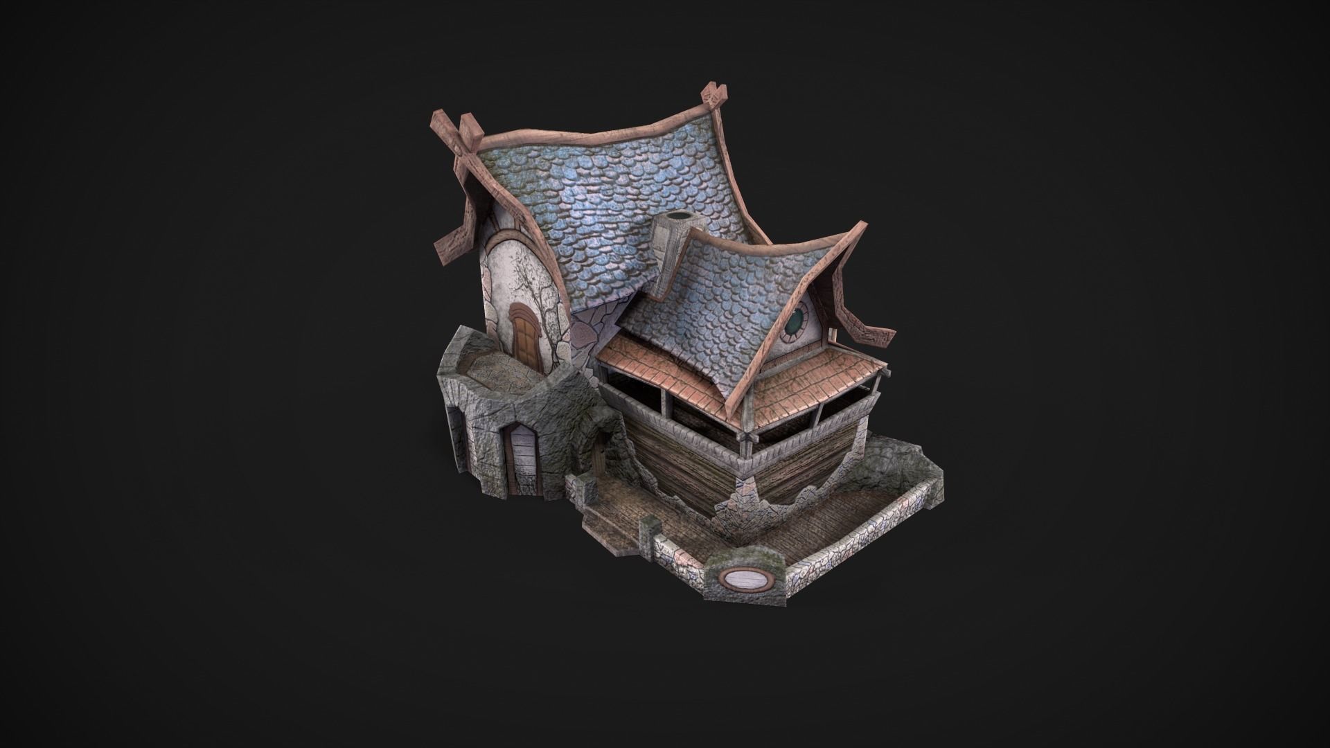 Fantasy House PBR Free low-poly 3D model_2
