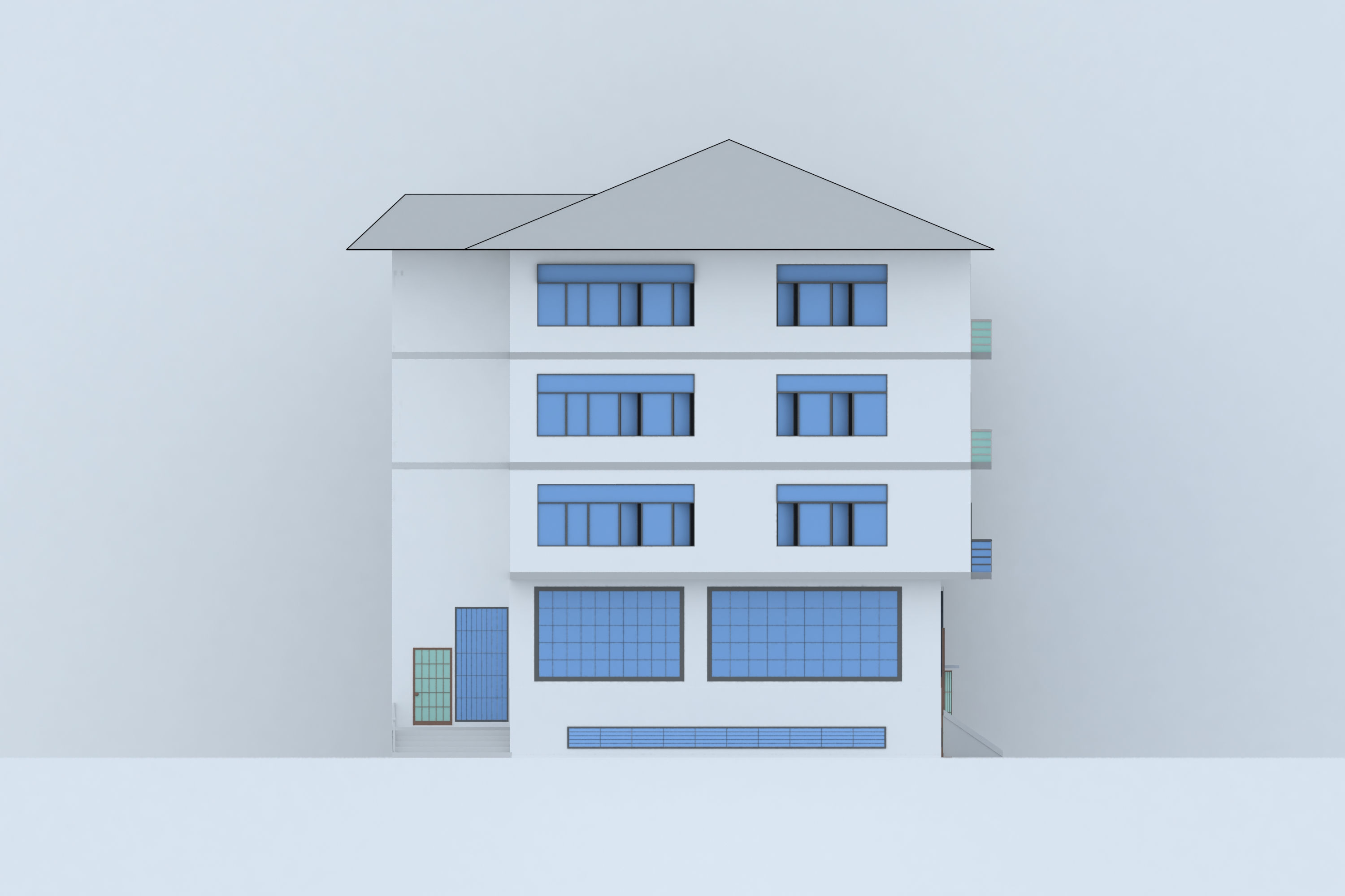 Modern building  3D  3D model_2
