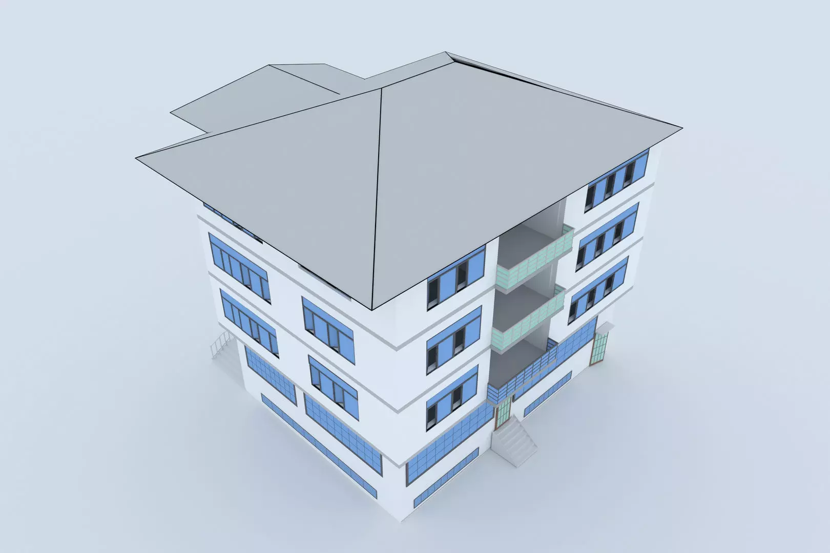 Modern building  3D  3D model_0