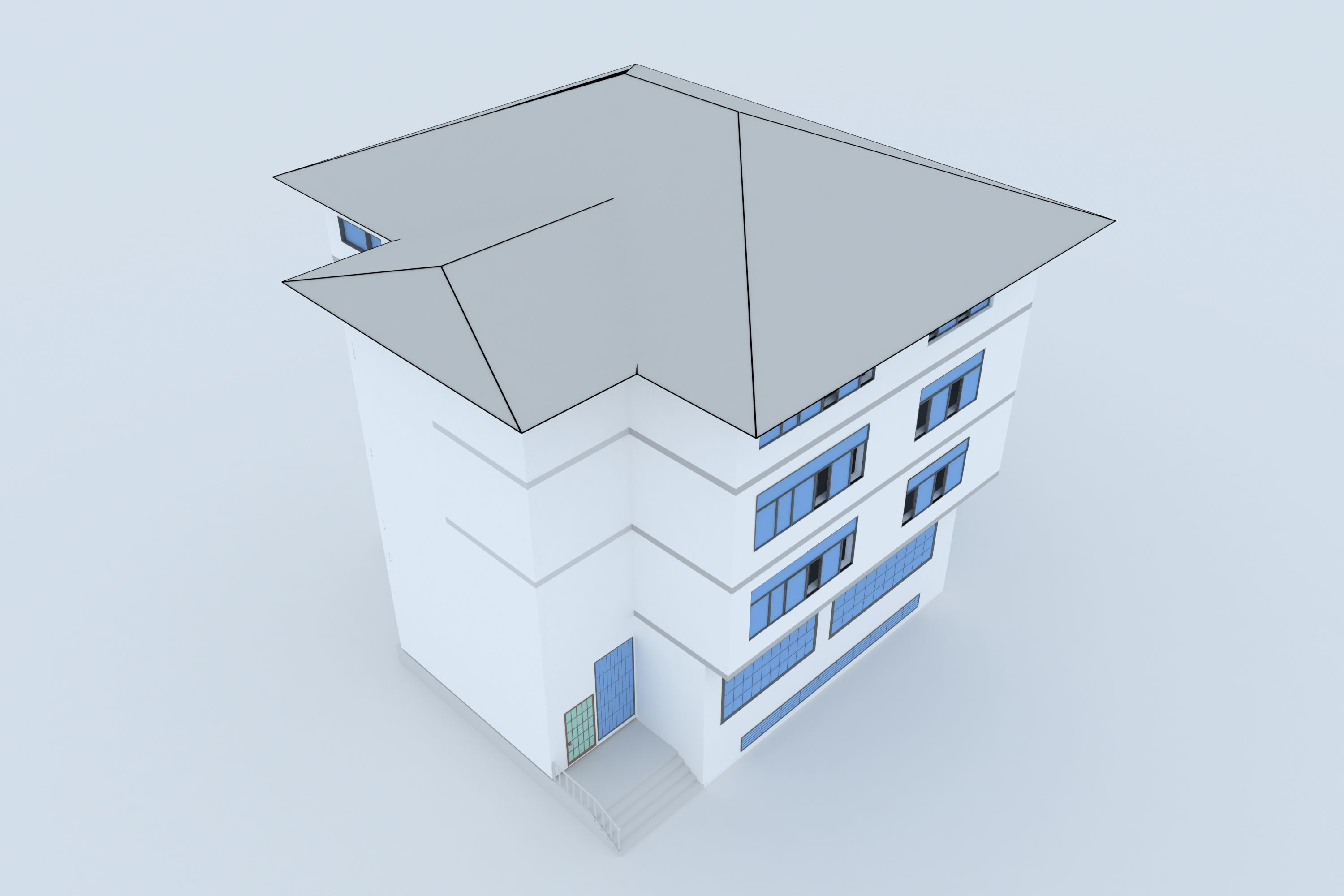 Modern building  3D  3D model_1
