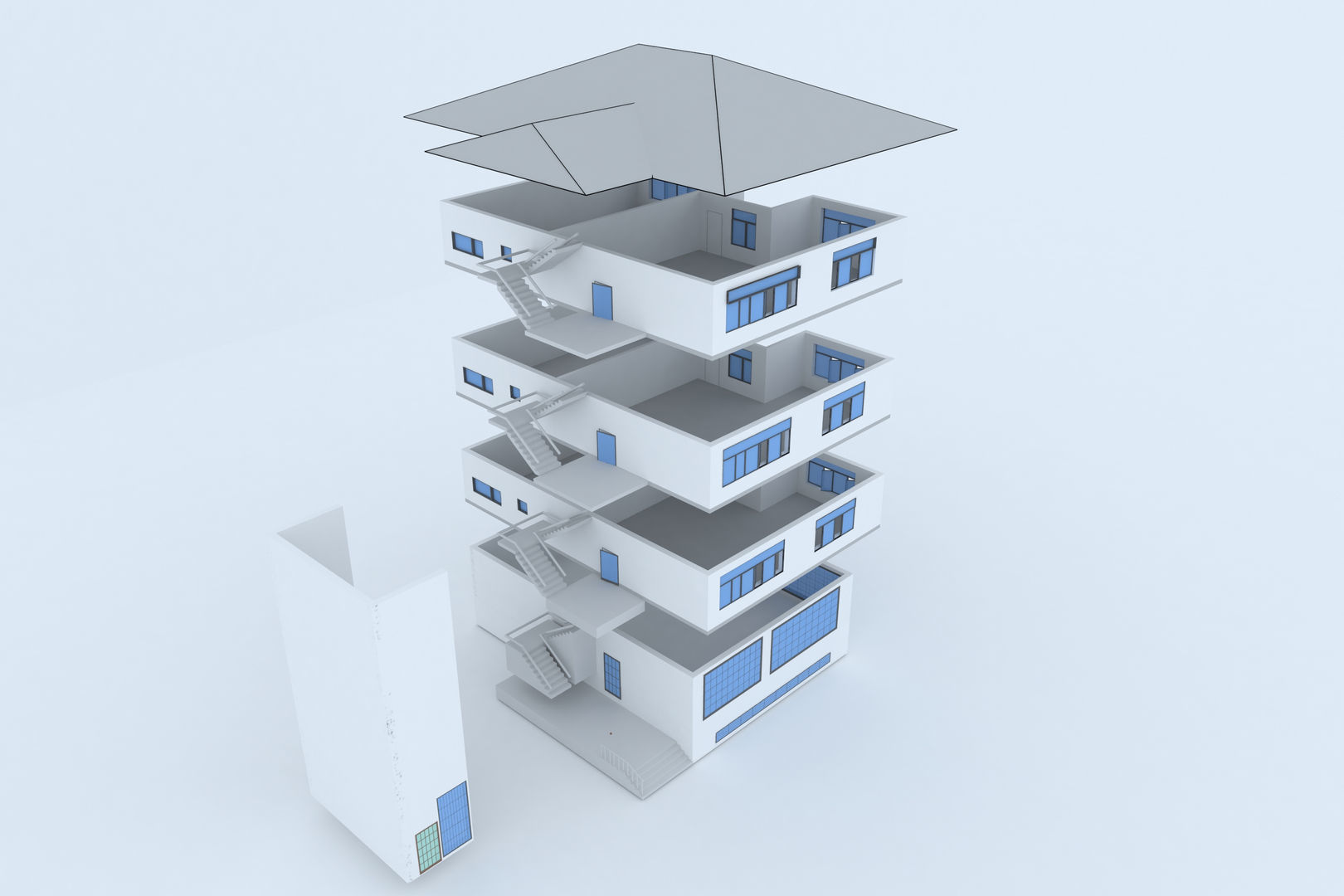 Modern building  3D  3D model_3