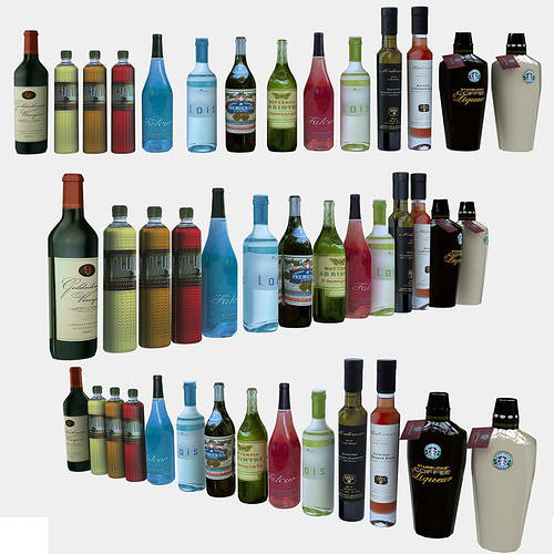 Liquor - Wine Bottles 3D model