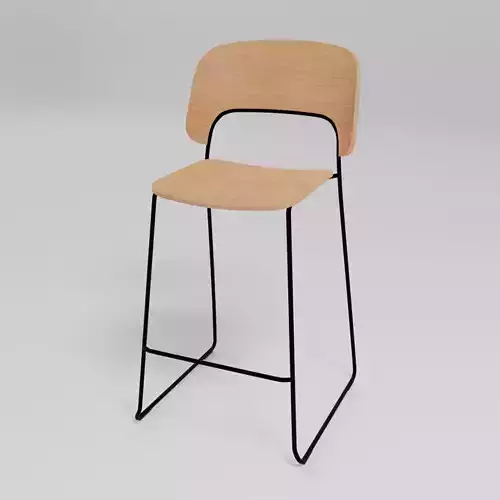 AFI - Stackable sled base low stool with backrest -