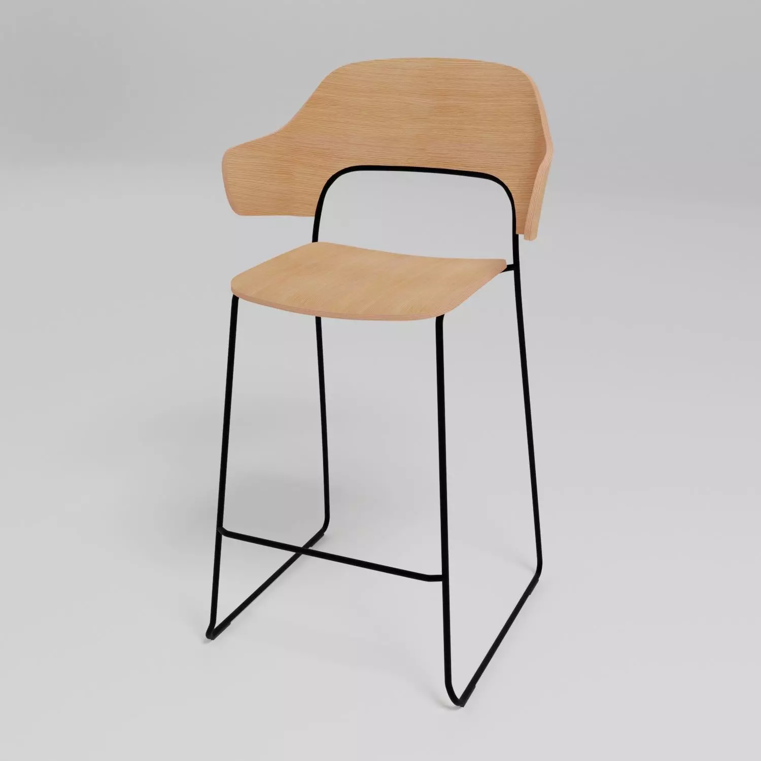 AFI - Stackable sled base low stool with full backrest - Free 3D model