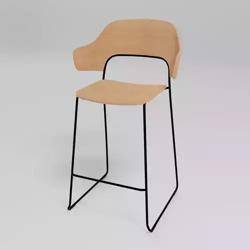 AFI - Stackable sled base low stool with full backrest -