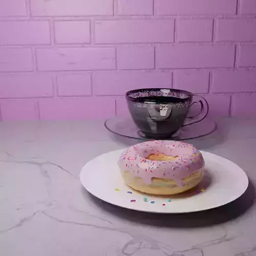 Donut Food Interior For Game A cup of coffee PBR Low-poly 3D model