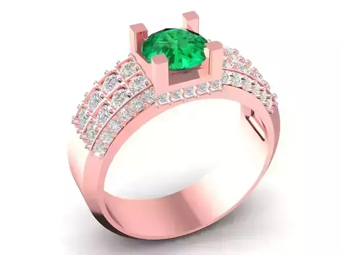 Men Emerald Diamond Ring  895