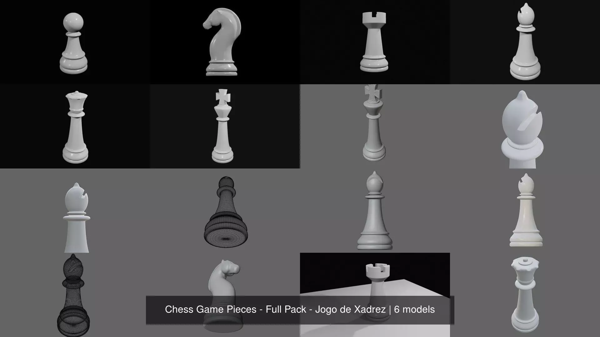 Chess Game Pieces - Full Pack - Jogo de Xadrez 3D Model Collection_0