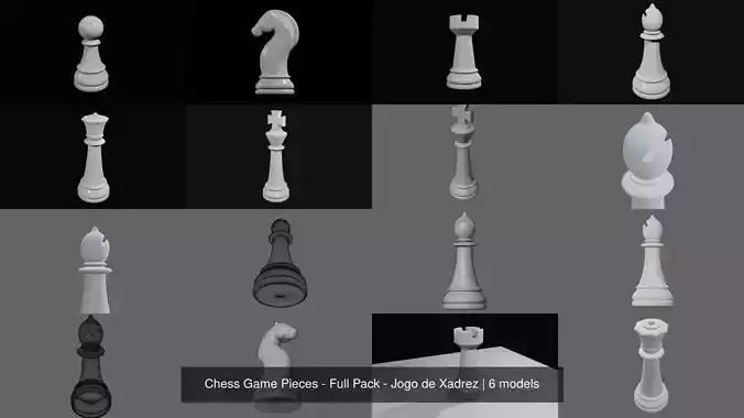 Chess Game Pieces - Full Pack - Jogo de Xadrez 3D Model Collection