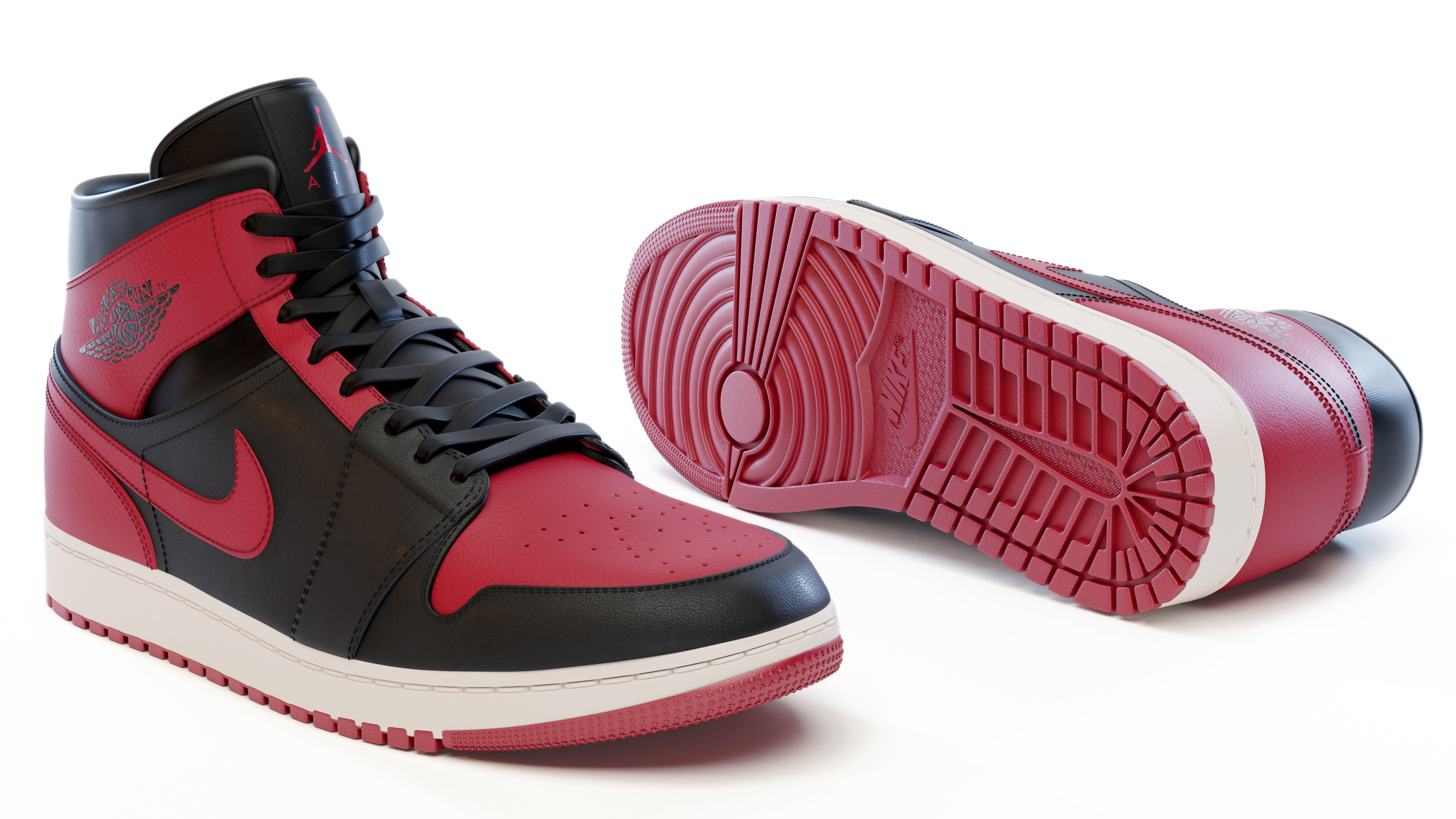 Nike Air Jordan 1 Mid Banned  3D model_0