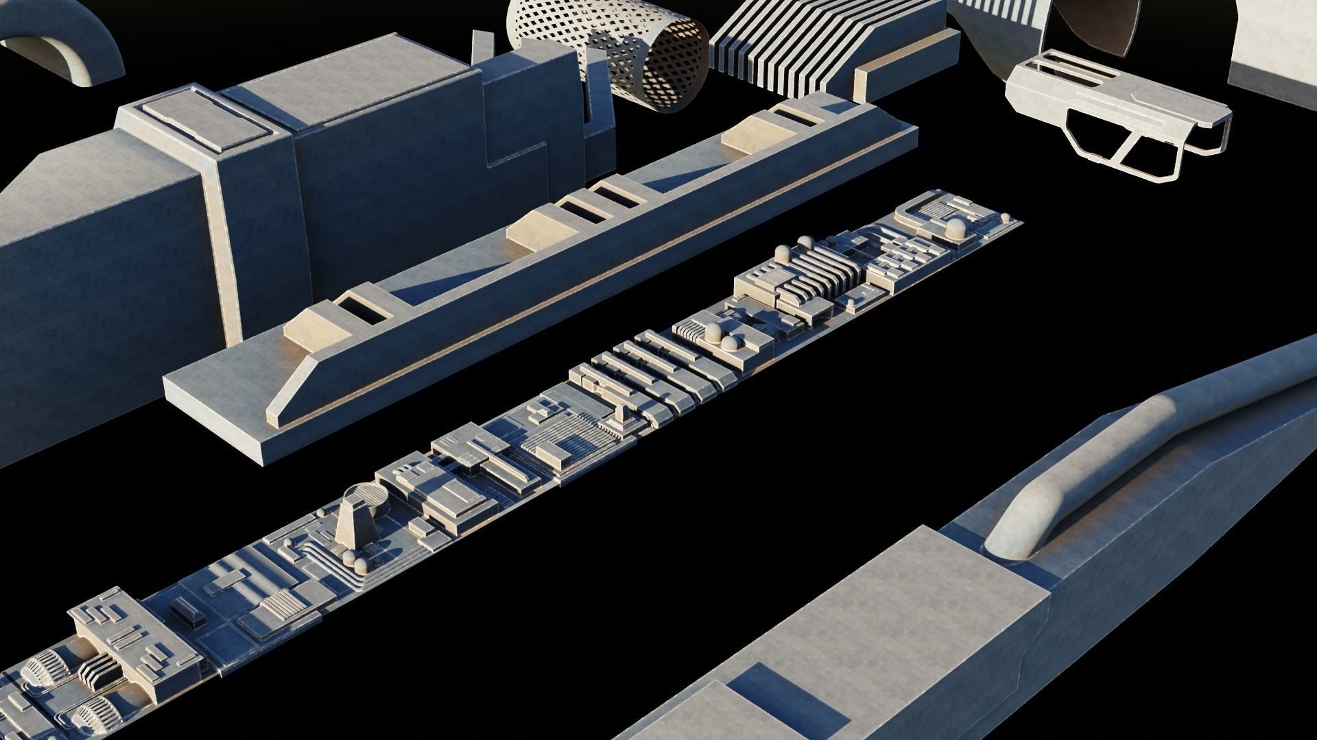 Scifi Kitbashing 3D model_4