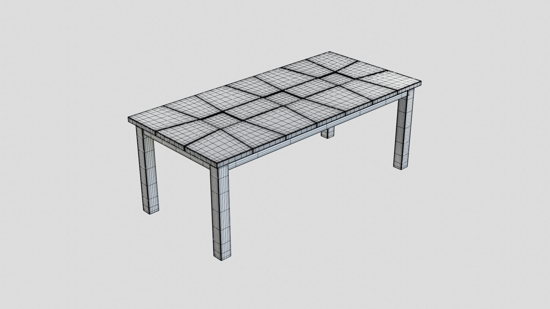 DiningTable table with four squares Low-poly 3D model_4
