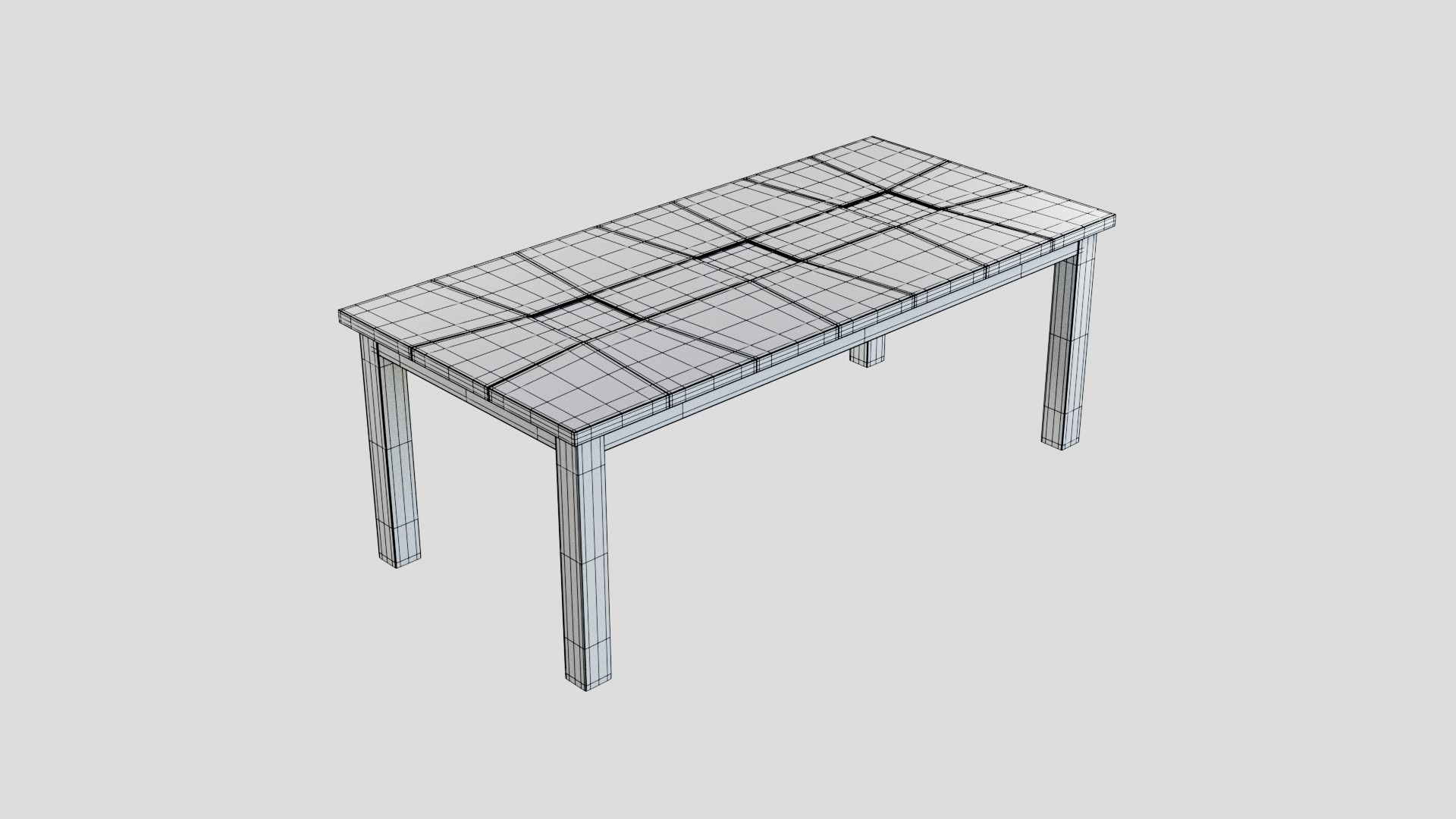 DiningTable table with four squares Low-poly 3D model_3