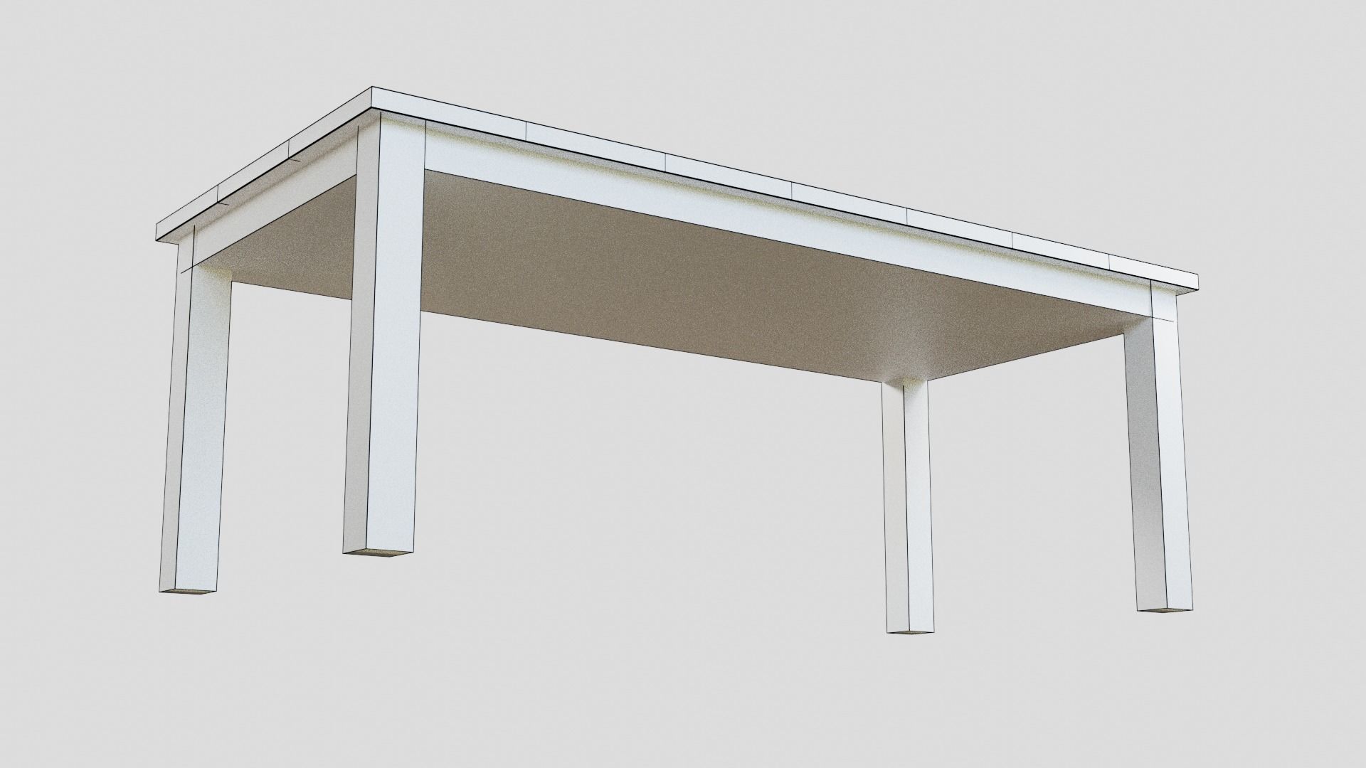 DiningTable table with four squares Low-poly 3D model_7