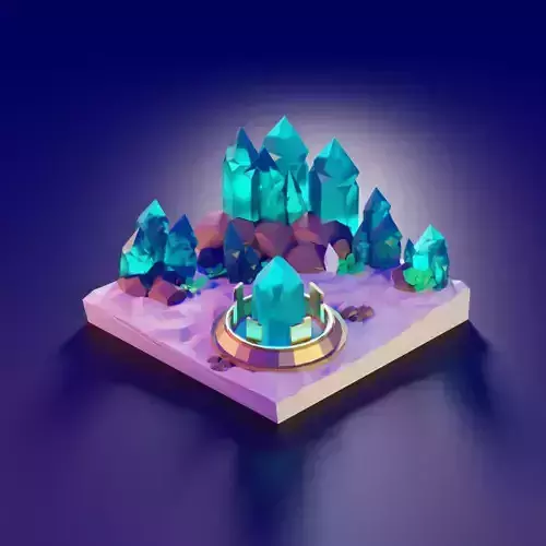 Low-Poly World Decorations game Crystals Sand Stones Rock