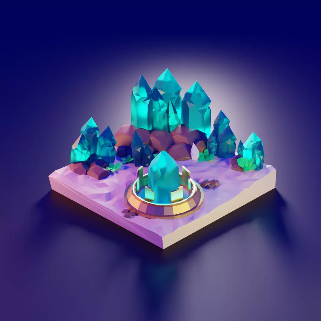 Low-Poly World Decorations game Crystals Sand Stones Rock Low-poly 3D model