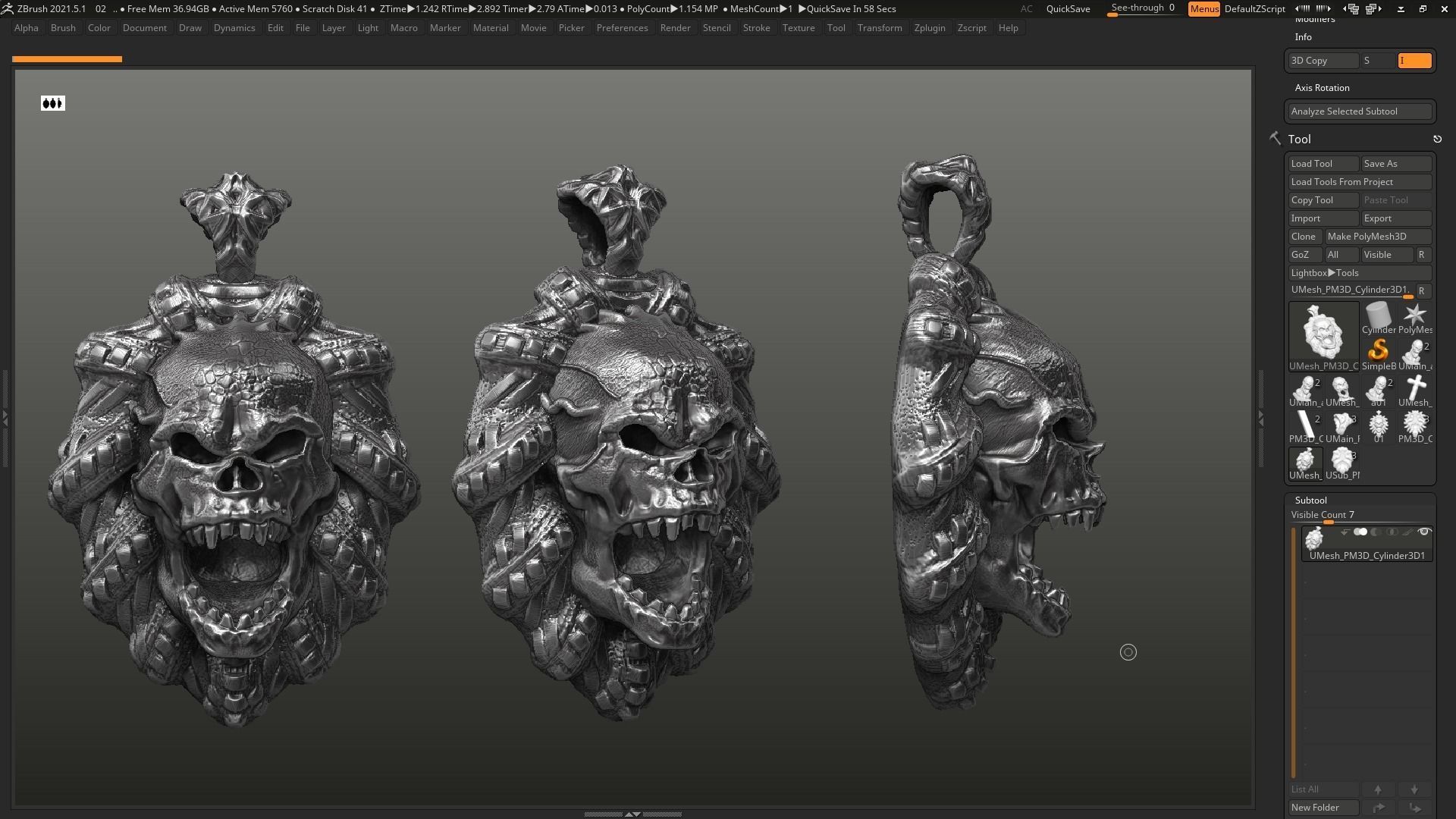 Skull Pendant 3d print model 21 3D print model_9