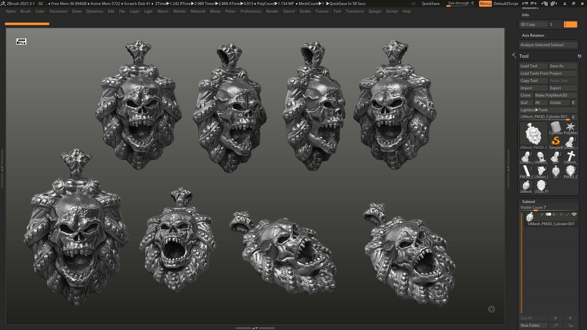 Skull Pendant 3d print model 21 3D print model_2