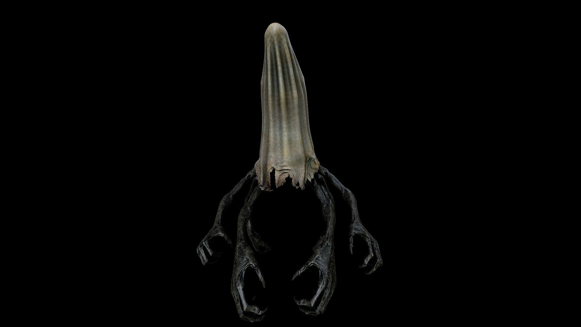 Creepy Ghost Low-poly 3D model_2