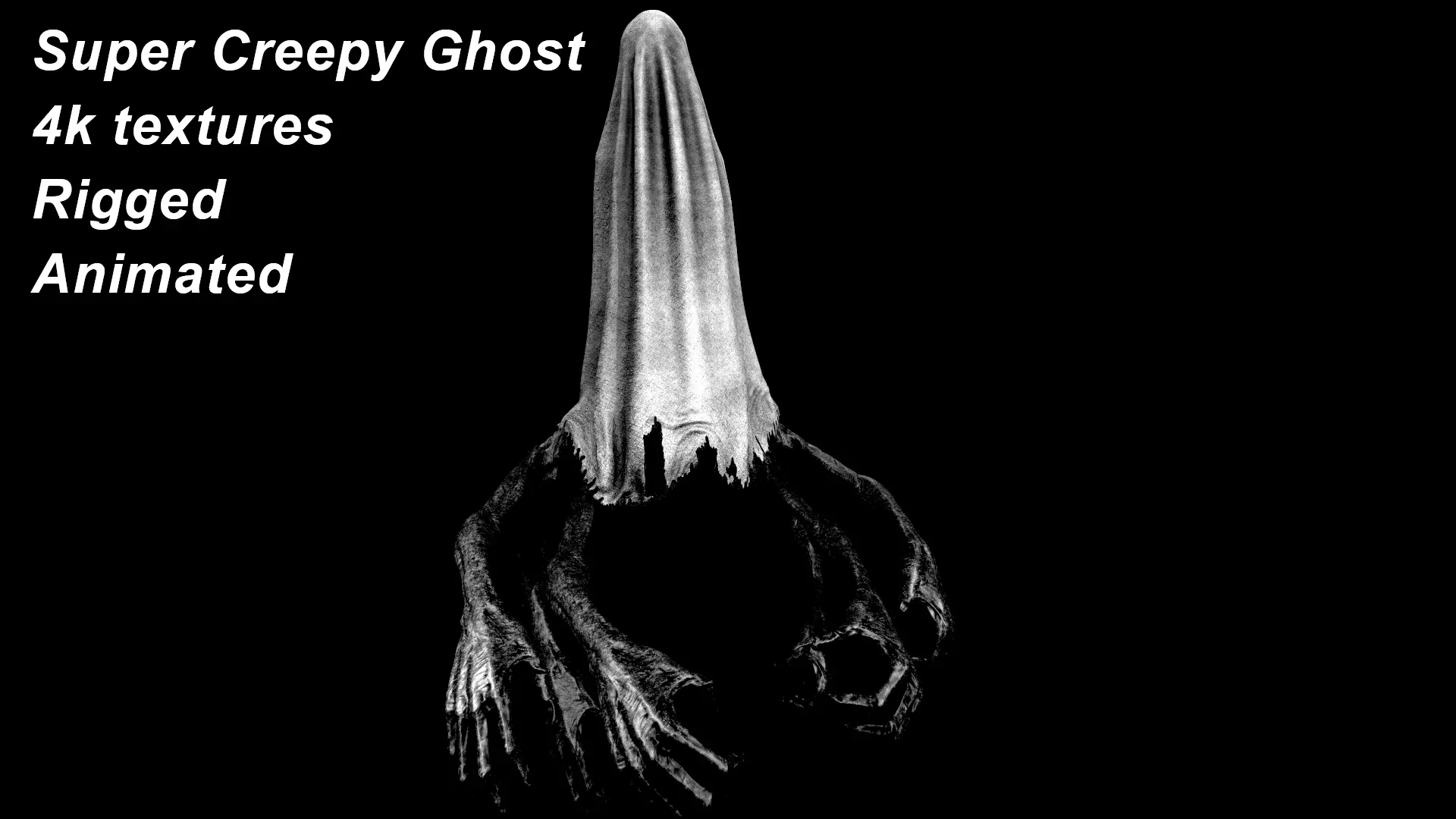 Creepy Ghost Low-poly 3D model_0