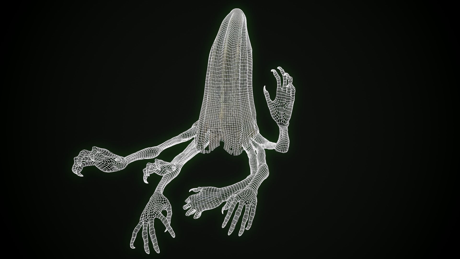 Creepy Ghost Low-poly 3D model_6