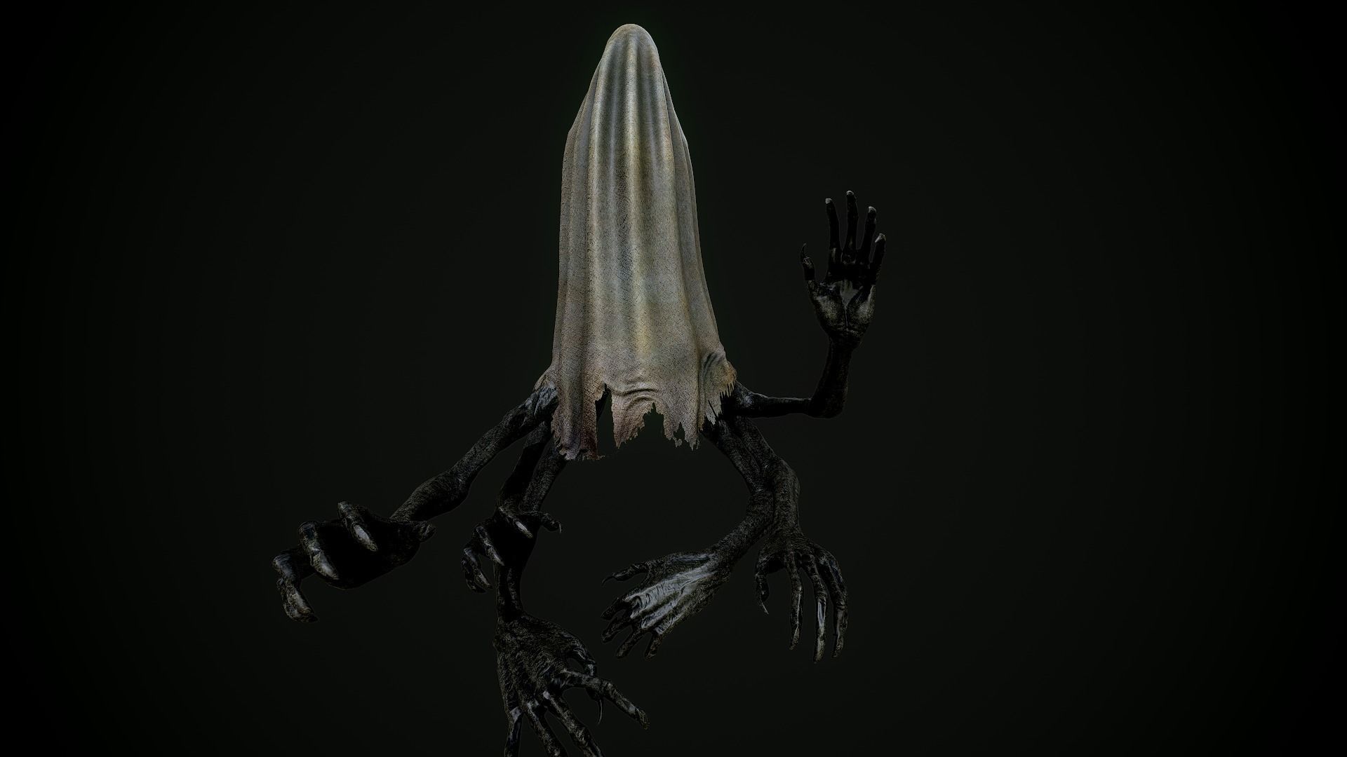 Creepy Ghost Low-poly 3D model_5