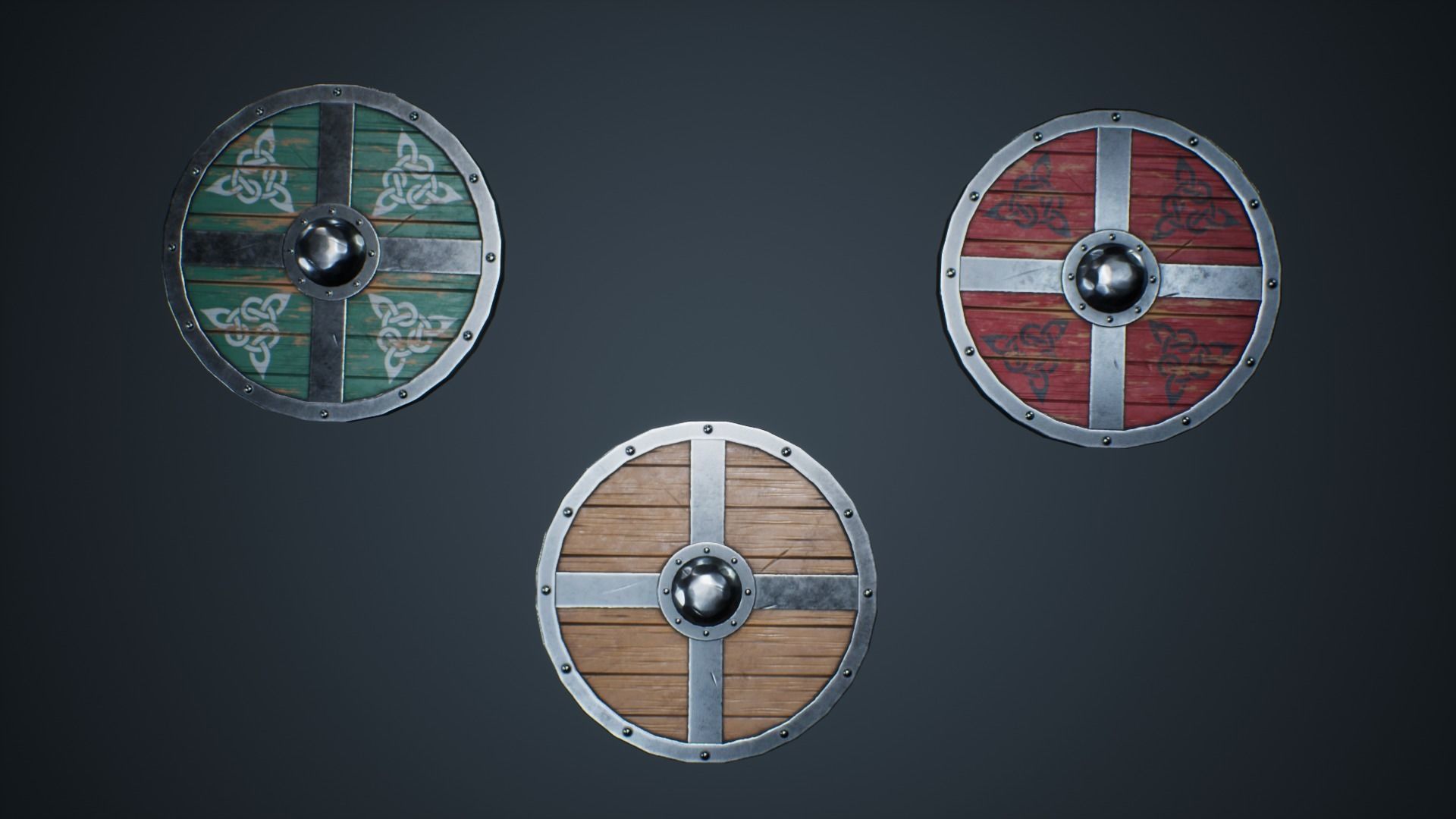 Viking Weapons - Flat Shield V Low-poly 3D model_2