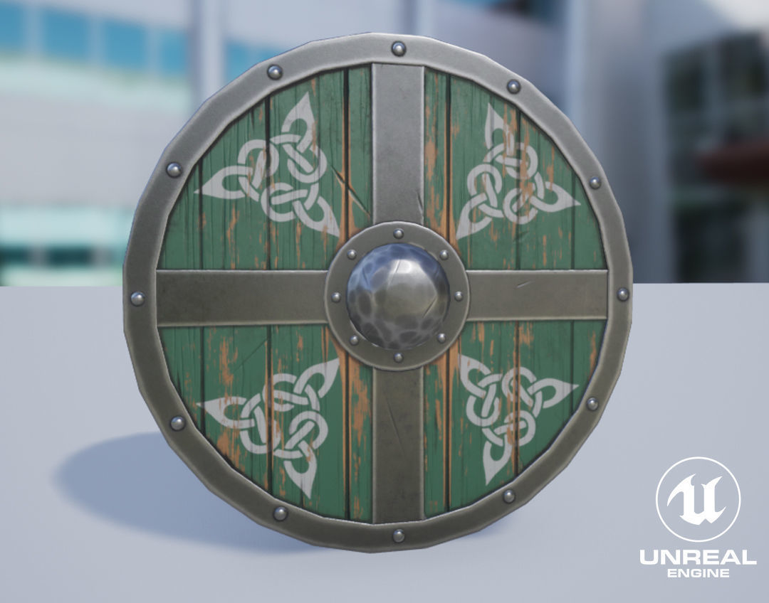 Viking Weapons - Flat Shield V Low-poly 3D model_7