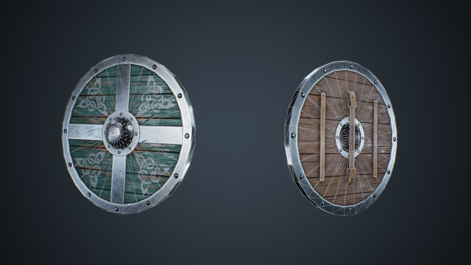Viking Weapons - Flat Shield V Low-poly 3D model_4