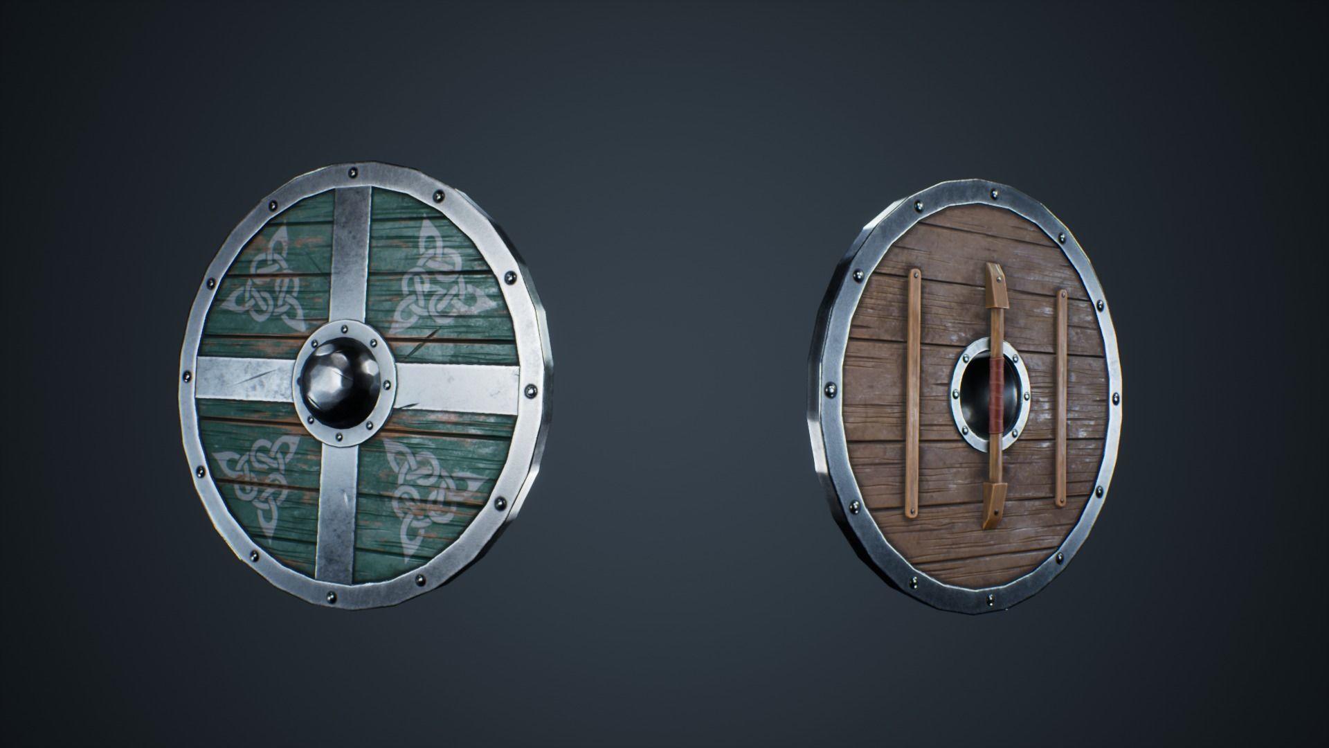 Viking Weapons - Flat Shield V Low-poly 3D model_3