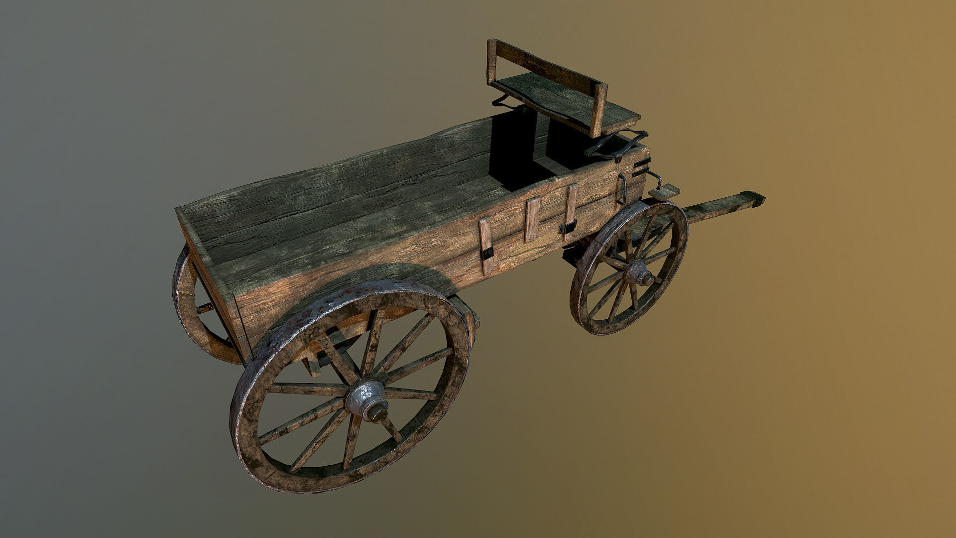 Old Western Wagon Low-poly 3D model_4