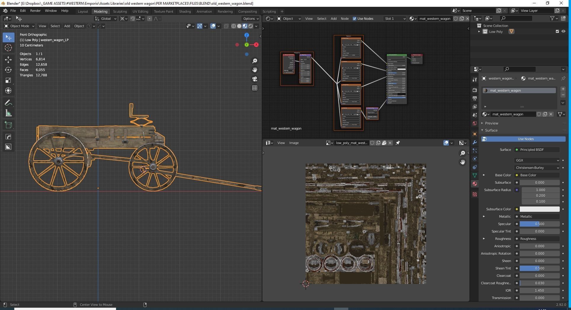 Old Western Wagon Low-poly 3D model_7
