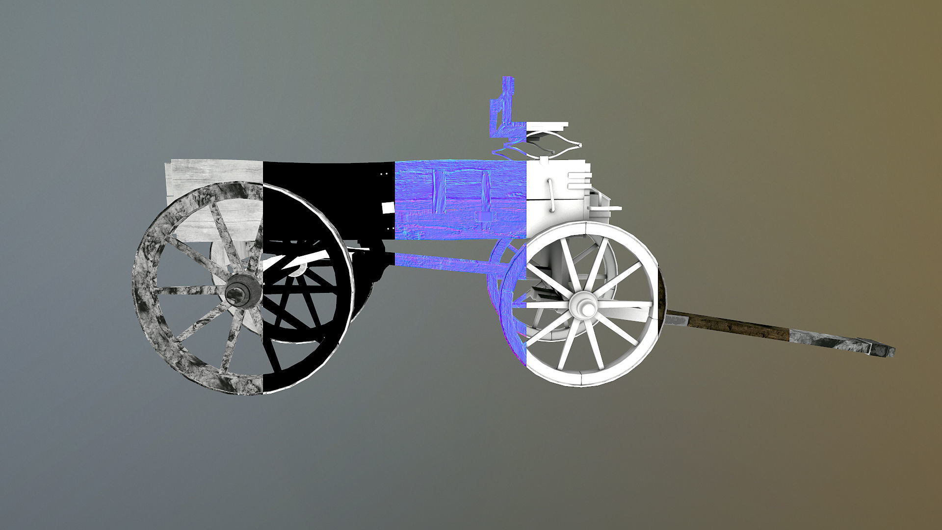 Old Western Wagon Low-poly 3D model_2