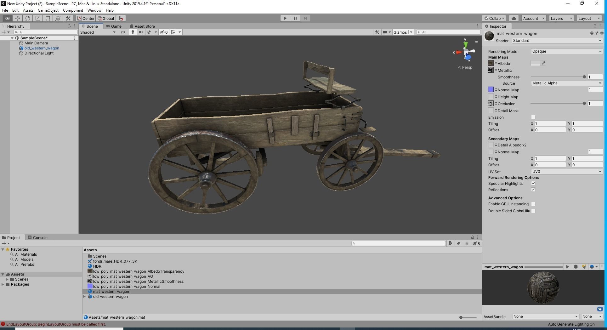 Old Western Wagon Low-poly 3D model_6