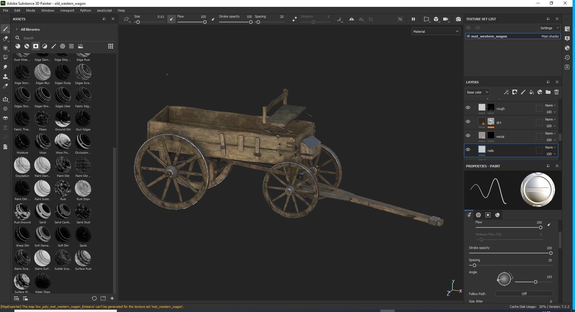 Old Western Wagon Low-poly 3D model_5