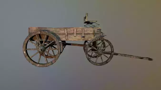 Old Western Wagon Low-poly 3D model